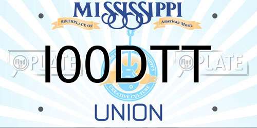 I00DTT Mississippi License Plate
