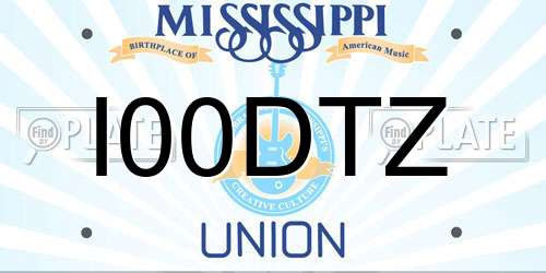 I00DTZ Mississippi License Plate