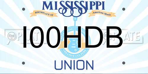 I00HDB Mississippi License Plate