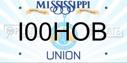 I00HOB Mississippi License Plate