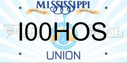 I00HOS Mississippi License Plate