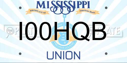 I00HQB Mississippi License Plate