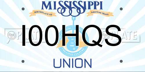 I00HQS Mississippi License Plate