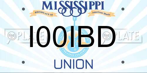 I00IBD Mississippi License Plate