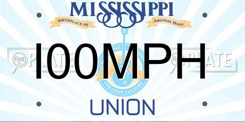 I00MPH Mississippi License Plate