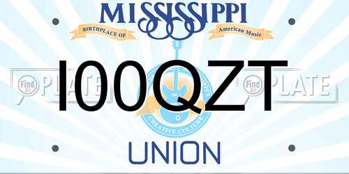 I00QZT Mississippi License Plate