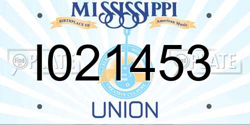 I021453 Mississippi License Plate