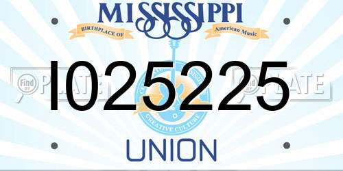 I025225 Mississippi License Plate