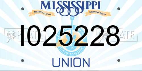 I025228 Mississippi License Plate