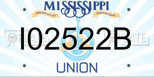 I02522B Mississippi License Plate