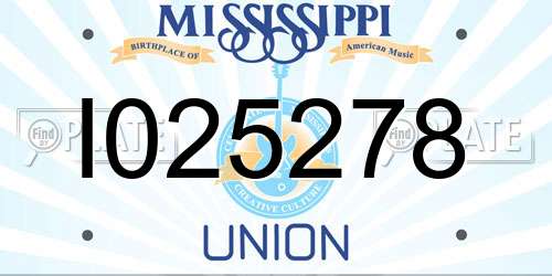 I025278 Mississippi License Plate