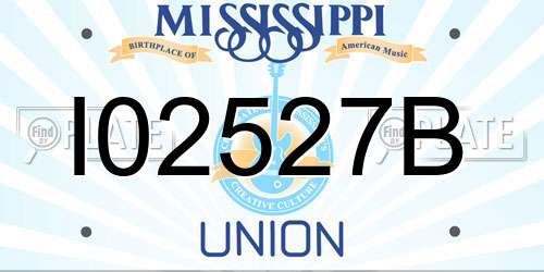 I02527B Mississippi License Plate