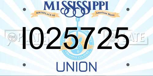 I025725 Mississippi License Plate