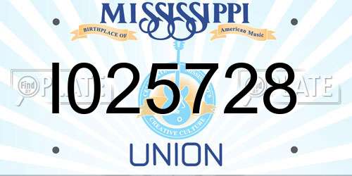 I025728 Mississippi License Plate