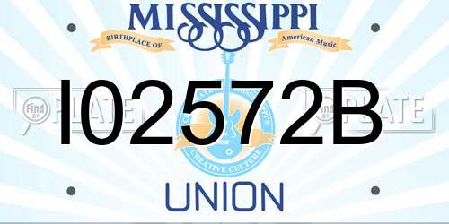 I02572B Mississippi License Plate