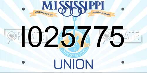I025775 Mississippi License Plate
