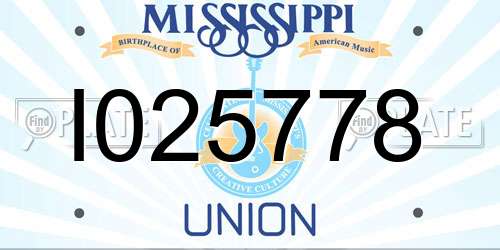 I025778 Mississippi License Plate