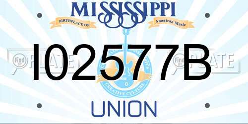 I02577B Mississippi License Plate