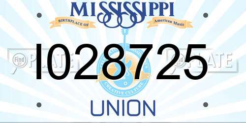 I028725 Mississippi License Plate