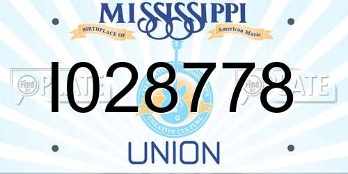 I028778 Mississippi License Plate
