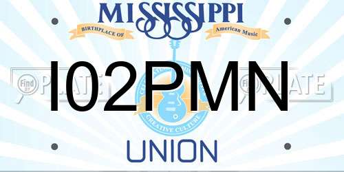 I02PMN Mississippi License Plate