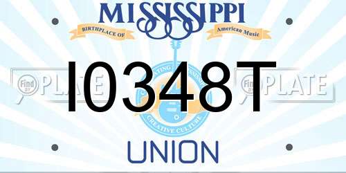 I0348T Mississippi License Plate