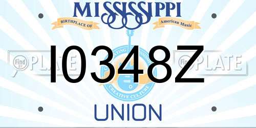 I0348Z Mississippi License Plate