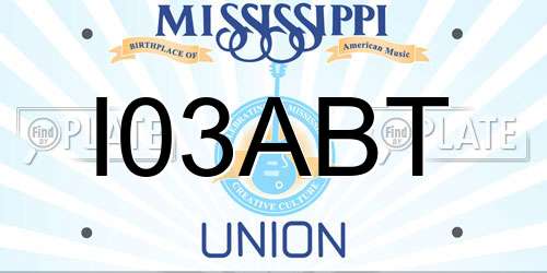 I03ABT Mississippi License Plate
