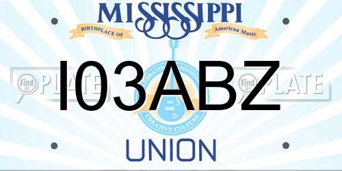 I03ABZ Mississippi License Plate