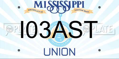I03AST Mississippi License Plate