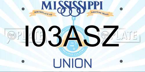 I03ASZ Mississippi License Plate
