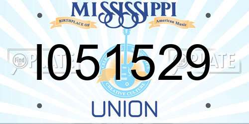 I051529 Mississippi License Plate