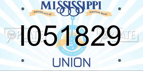 I051829 Mississippi License Plate