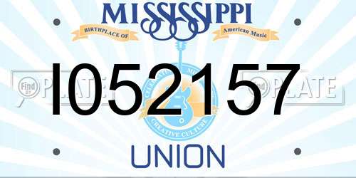 I052157 Mississippi License Plate