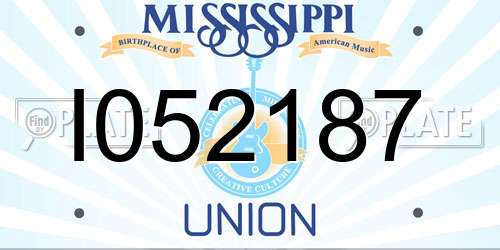 I052187 Mississippi License Plate