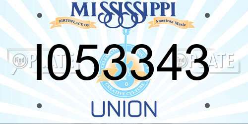I053343 Mississippi License Plate