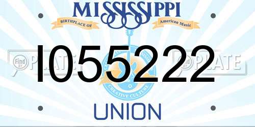 I055222 Mississippi License Plate