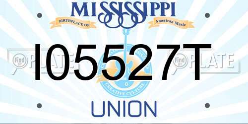 I05527T Mississippi License Plate
