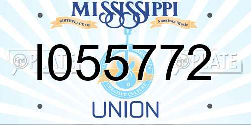I055772 Mississippi License Plate