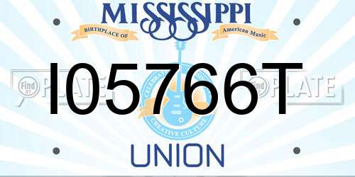 I05766T Mississippi License Plate