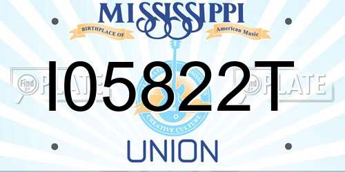 I05822T Mississippi License Plate