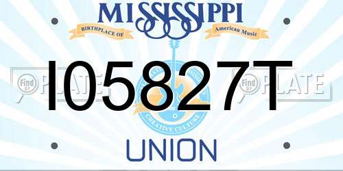 I05827T Mississippi License Plate
