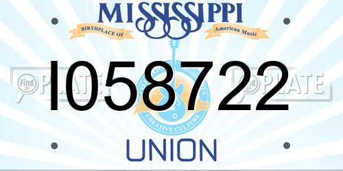 I058722 Mississippi License Plate