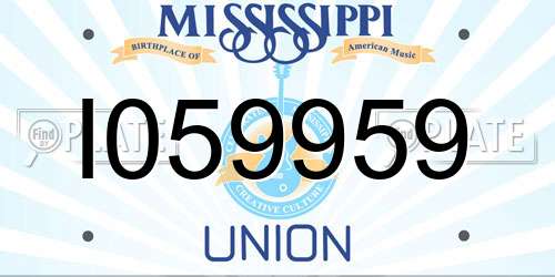 I059959 Mississippi License Plate