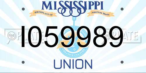 I059989 Mississippi License Plate