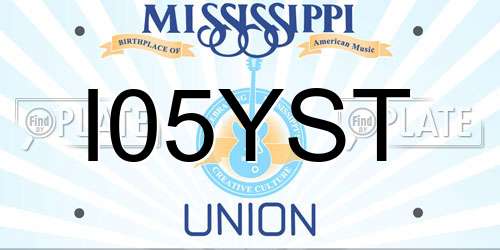 I05YST Mississippi License Plate