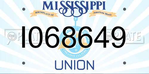 I068649 Mississippi License Plate