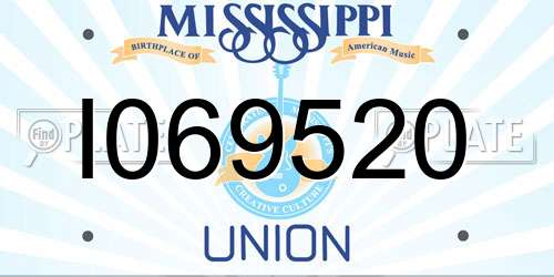 I069520 Mississippi License Plate