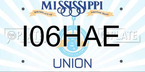 I06HAE Mississippi License Plate