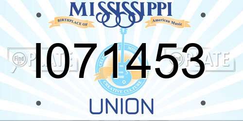 I071453 Mississippi License Plate